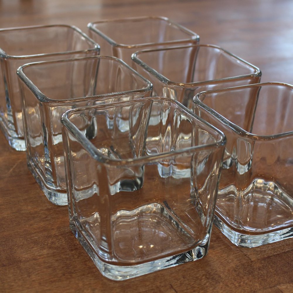 22 oz. Clear Libbey Cube Jars- Lot of 6